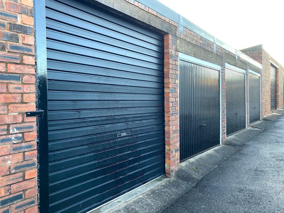 a lock up garage with roller shutter door