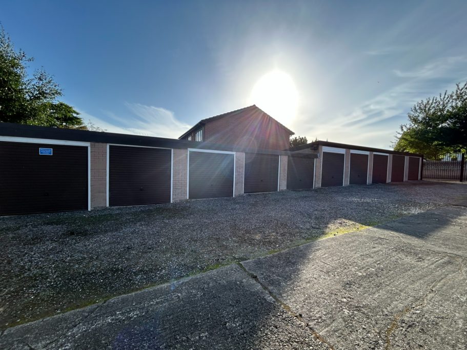 a long row of lockup garages