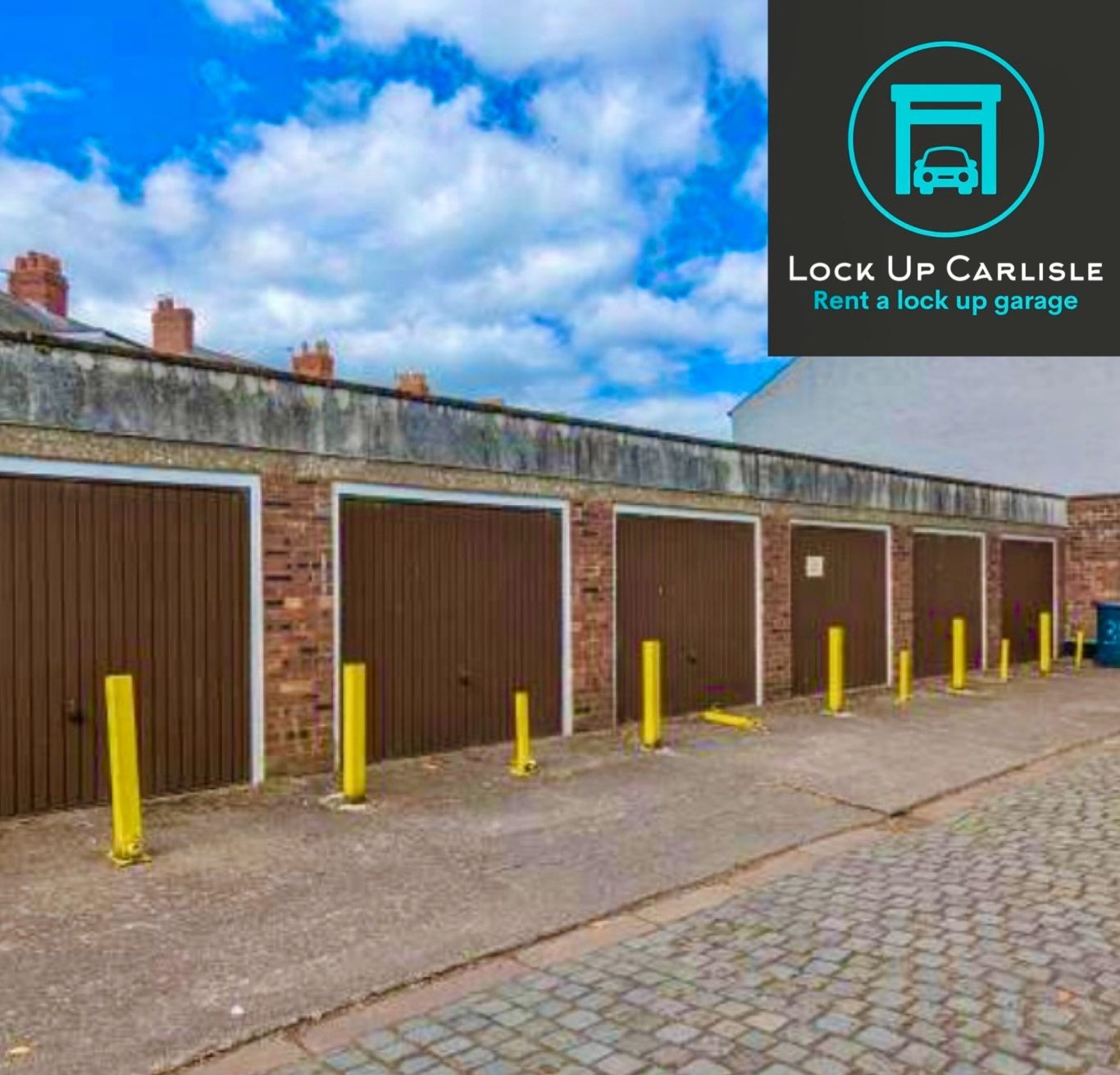 a row of lock up garages with modern up and over metal doors