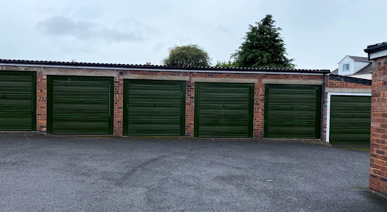 a row of several lock up garages